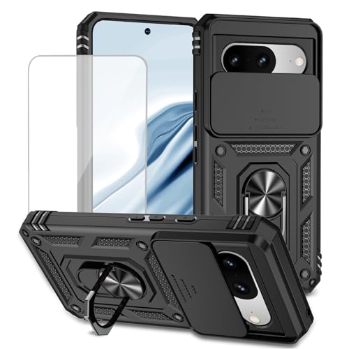 Coque Pixel 8 antichoc avec protège-écran pour éviter les rayures au quotidien, Noir