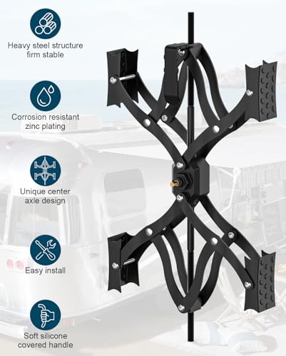 Image of X-Shape Wheel Chocks Stabilizer for RV, Camper Tire Stabilizers Dual Axle