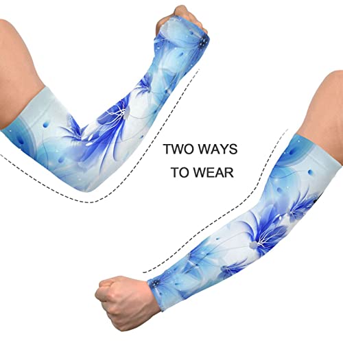 Dussdil Blue Lilies Butterflies Gardening Arm Sleeves Floral Leaves Farm Defense Uv Sun Protection Cooling Arm Sleeves For Garden Farm Women Men With Thumb Hole #TOP3