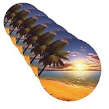 Photo Gallery 6 sottobicchieri per bevande, sottobicchieri, con palma del tramonto, tappetino divertente da 10,2 cm, in pelle, per bevande, impermeabili, per bar, birra, bevande, set per la decorazione della casa Photo Gallery 6 sottobicchieri per bevande, sottobicchieri, con palma del tramonto, tappetino divertente da 10,2 cm, in pelle, per bevande, impermeabili, per bar, birra, bevande, set per la decorazione della casa