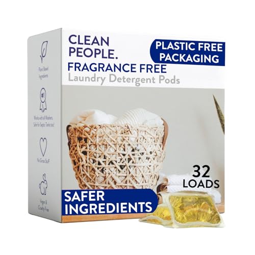 Image of The Clean People Fragrance Free Laundry Detergent Pods - Hypoallergenic Laundry Pods - Ultra Concentrated, Recyclable Packaging, Stain Fighting - Fragrance Free, 32 Pack