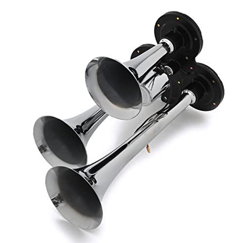 Rikopin(リコピン) 丸型 3連型 ヤンキーホーン 165mm 230mm 300mm 12V/24V エアーホーン バイク トラック 積載車 アメ車 デコトラ ハッカー ダンプ ショート シングル オレンジ