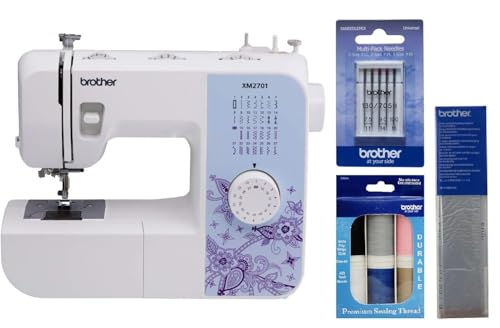 Image of Brother XM2701 27-Stitch Sewing Machine, 6-Piece Premium Thread Pack, Water Soluble Stabilizer, 5-Piece Sewing Machine Needles
