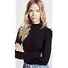 Yummie-Womens-Madelyn-Seamless-Bodysuit Yummie Women's Madelyn Mock Neck Long Sleeve Shaping Bodysuit Outlast® Seamless, Black, Small/Medium