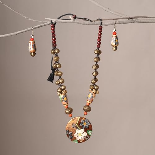 Image of AAKRITI ART CREATIONS Handcrafted Women's Jewelry Set - Ethnic Necklace and Earrings, Fashion Accessories for Special Occasions & Celebrations