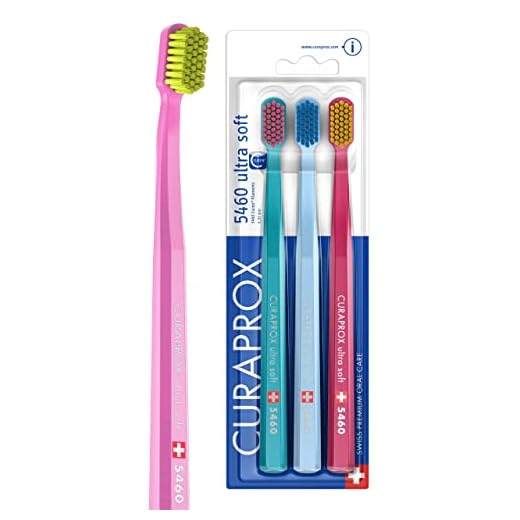 Escovas de Dente, Pacote com 3, Curaprox, Cores Sortidas