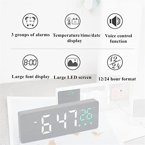 Reloj despertador digital LED de sobremesa con term&oacute;metro y fecha para decoraci&oacute;n 4