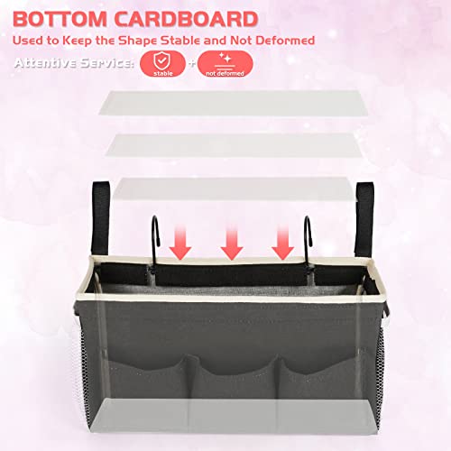 Image of Loghot Bedside Caddy /Bedside Storage Bag Hanging Organizer for Bunk and Hospital Beds,Dorm Rooms Bed Rails,Can be Placed Glasses,Books,Mobile Phones,Keys (New Black)