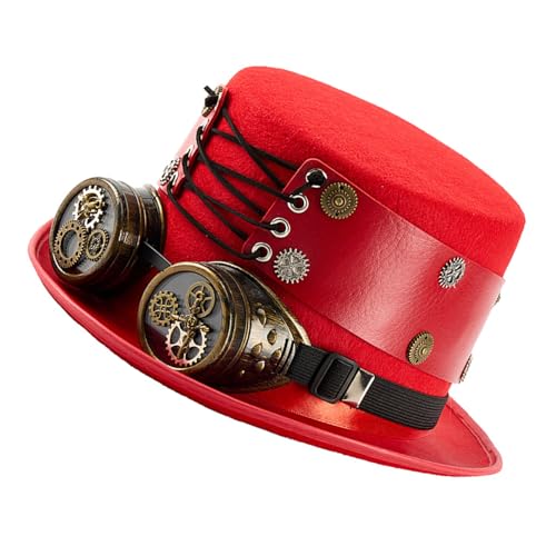 Chapeau de magicien punk avec lunettes amovibles pour cosplay et shooting photo