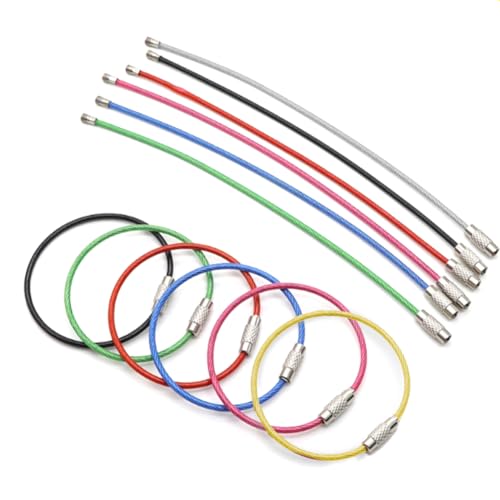 WELANGBN 12pcs 6-Inch Steel Wire Keychain Cables, Large Stainless Steel Keyring Retainers for Travel Luggage Tag Holders, Silver