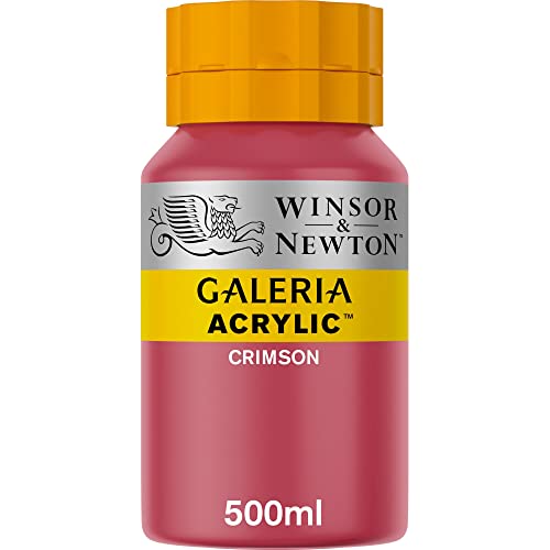Image of Winsor & Newton Galeria Acrylic Colour - Jar of 500 ML - Crimson (203) - Highly Pigmented Lightfast Artists' Acrylic Paints for Canvas, Wood, Fabric & Paper - More Colours Available