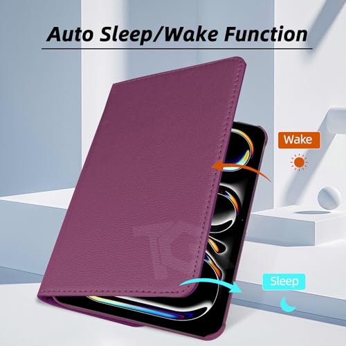 Image of TGK Rotating Case for iPad Pro 11 Inch M5 2025 /M4 2024 Model A3357 /A3358 /A3359 /A2836 /A2837 /A3006, Cover for 6th /5th Gen iPad Pro 11 inch (Purple)