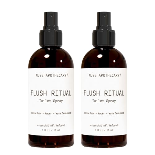 Muse Apothecary Flush Ritual - Aromatic &amp; Refreshing Toilet Spray, Use Before You Go, 2 oz, Infused with Natural Essential Oils - Tonka Bean + Amber + Warm Cedarwood, 2 Pack