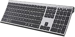 Multi-Device Wireless Bluetooth Keyboard, Rechargeable Slim Silent Keyboard Compatible with PC, Laptop, Computer, MacBook, iMac, Smartphone, Tablet, Black