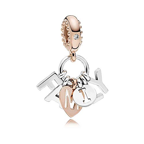 Family Love Charm fits Pandora Moments Bracelets Letter Rose Gold Dangle Pendant