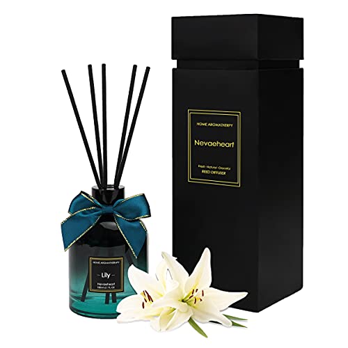 NEVAEHEART Reed Diffuser, Lily Scented Reed Diffuser Set, Home Fragrance Scent Diffuser, Oil Diffuser Sticks, 6.1 oz (180ml)
