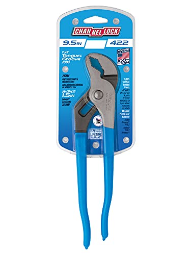 Channellock Alicate de ranhura e língua V-Jaw de 1,12 cm capacidade da mandíbula de 22,5 cm, azul