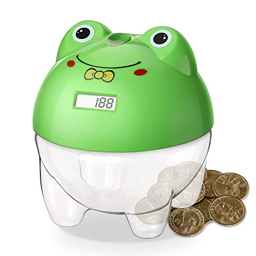 Younion Piggy Bank, Digital Coin Bank for Kids, Counting Money Jar, Automatic Coin Counter Totals All U.S. Coins, Money Saving Jar with LCD Display, Green