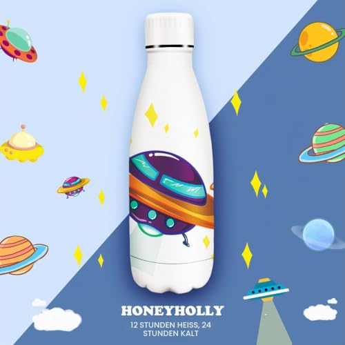 HoneyHolly Trinkflasche Edelstahl, Thermosflasche 350ml, BPA-frei Auslaufsichere Vakuum Isolierte, Thermoskanne… – Ansicht 4
