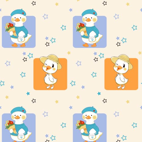 Image of LORETO - A QUALITY LINEN BRAND 186 TC 100% Pure Cotton Single Fitted Bedsheet with 1 Pillow Cover for 78 x 36 Inch Mattress, All-Around Elastic, 8 Inch Deep Pocket, Playful Ducks