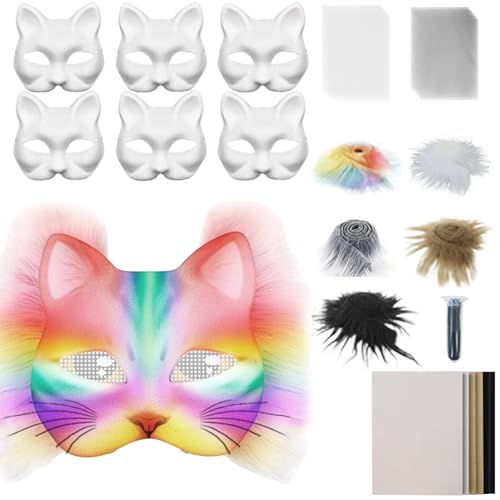 Masque de chat vierge blanc à customiser pour costume de bal masqué