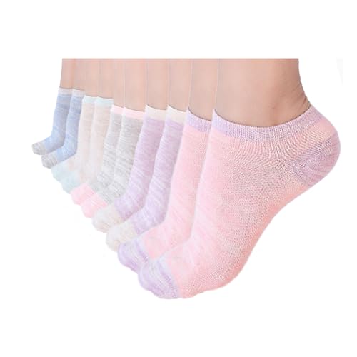 EABERN Women Cotton Ankle Socks Non Slip Low Cut Summer Thin Casual Sock for Running 10 Pairs