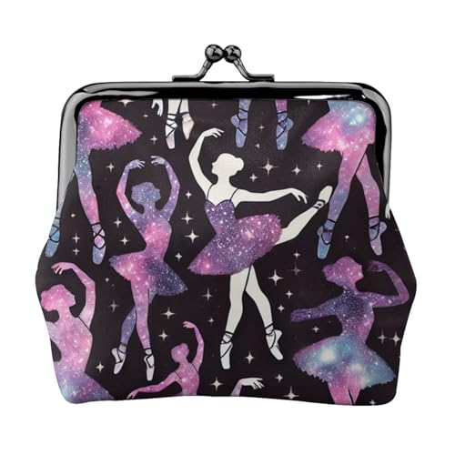 Pu Leather Buckle Coin Purse Ballet-Dance-Galaxies Girls Kiss-Lock Change Purse Wallets