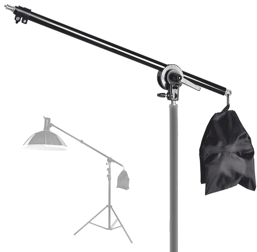 GIFTMAX Boom Arm Holder for Photography Lights with Bag 33 Tall Lighting Reflector Arm Stand Grip Swivel Head Clamp Holder Bracket Adapter (Only Arm Boom)