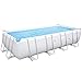 Bestway Power Steel Frame-Pool, 488 x 244 x 122 cm, rechteckig, grau, 11.532 Liter, ohne Pumpe und Zubehör, Ersatzteil, Ersatzpool