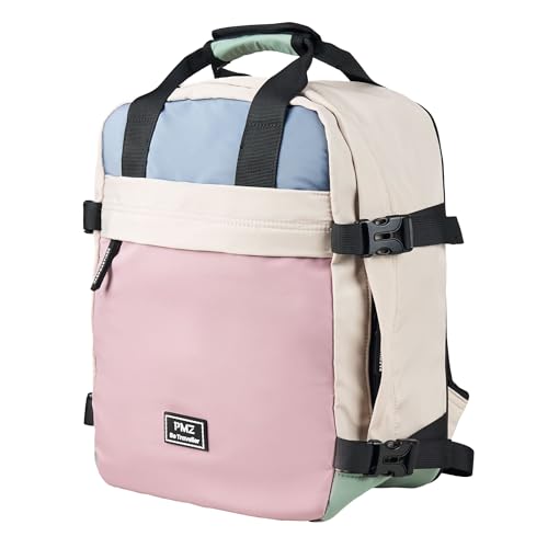 PACO MARTINEZ Mochila de Viaje Expandible 18-27 litros, Equipaje de Cabina con Compartimentos Amplios y Múltiples Bolsillos, Puerto USB, Espalda Acolchada y Transpirable, Multicolor
