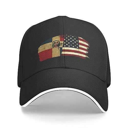 JYUTHY Gorras de béisbol clásicas, ajustables, color negro, gorra de casquette para exteriores, gorra de camionero para papá, Bandera de República Dominicana, Talla única
