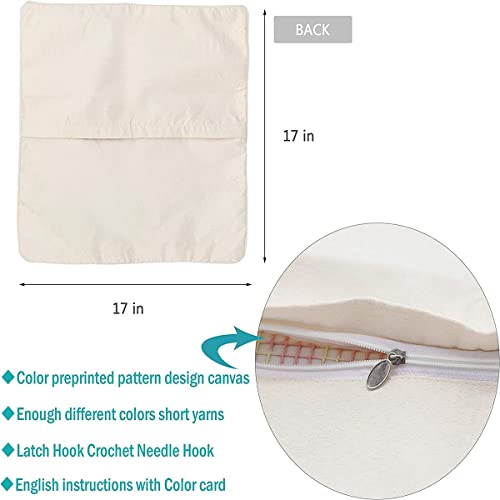 Image of Ylkgogo Latch Hook Pillow Kit for Adults Beginners DIY Throw Pillow Cover Crochet Yarn Kits Printed Canvas Sofa Decor 17 X 17Inches(Ghost)