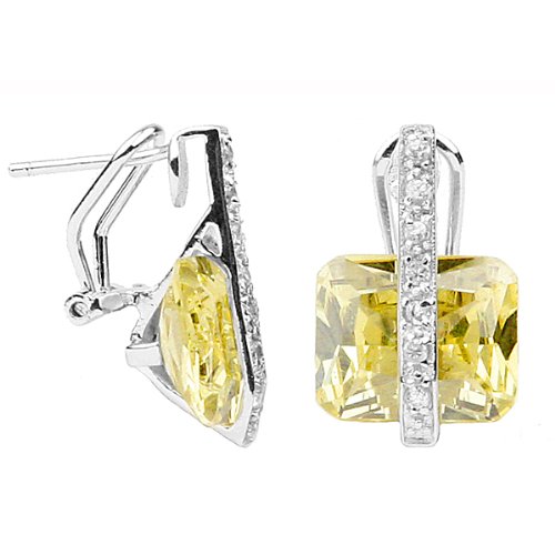 Studio 925 Canary Yellow Cubic Zirconia Firebolt Sterling Silver Earrings