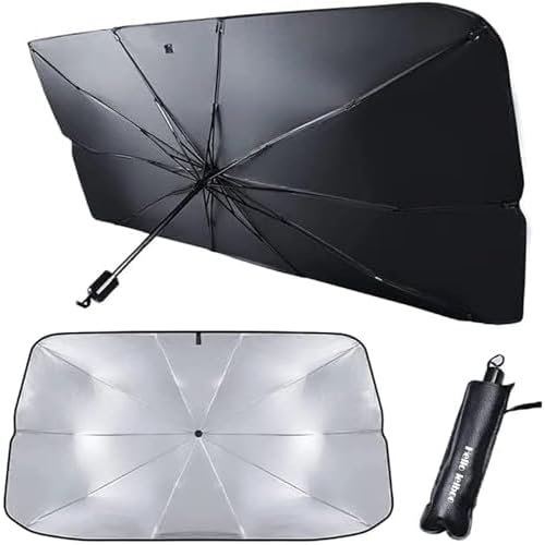 helloleiboo Car Windshield Sun Shade UV Rays and Heat Sun Visor Protector Foldable Reflector Windshields Umbrella 53 * 25 inches
