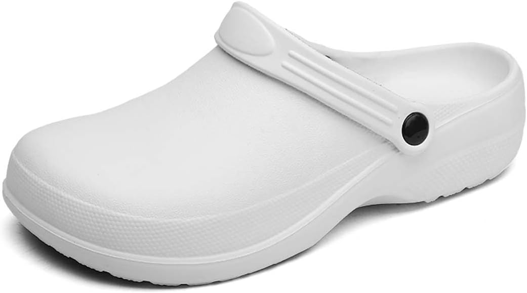 Non Slip Work Shoes for Men Women, Chef Shoes for Kitchen Restaurant, Lightweight Nursing Clogs, Oil Resistant & Waterproof Food Service Footwear with Arch Support
