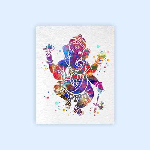 Dignovel Studios 8X10 Unframed Elephant Hindu God Ganesha Lord Worship Prayer Watercolor Art Wedding Housewarming Nursery Kids Wall Art Giclee Office Home Decor Wall Hanging Dn516 #TOP1