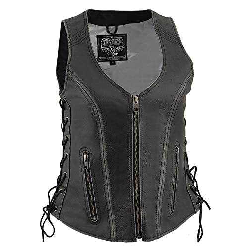 Image of Milwaukee Leather Women's Premium Classic Leather Motorcycle Rider Vest w /Adjustable Side Laces