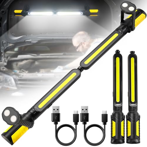 Image of SYLSTAR Work Light for Mechanic, 2400LM LED, 4400mAh Rechargeable, Magnetic, Underhood Work Light with Hooks for Car Repairing, Job site, Garage, Workshop, Emergency(Yellow)