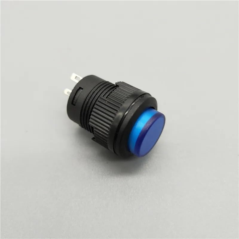 5 interruptores pulsadores de luz LED azul R16-503AD de 16 mm con autobloqueo de 3 A/250 V