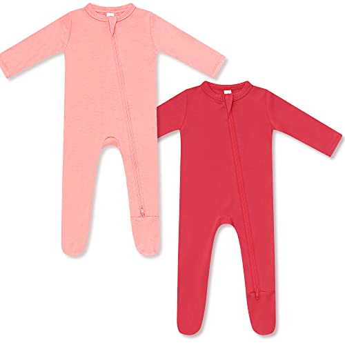 Image of HAPIU Rayon from Bamboo Baby Footed Pajamas, 2 Way Zipper YKK, Footie for Baby Boy Girls, Newborn-24 Months