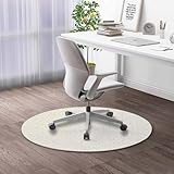 Ivory and Beige Round Custom Mat 2 FT Ivory and Beige Chair Mat for Hard Floors Bedroom Personalized Circular Rug Anti Slip ECO Friendly Floor Mat for Office/Home -  ExorDern