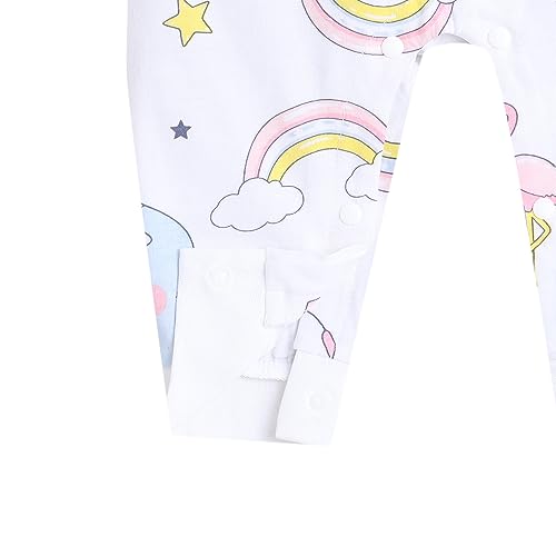 Image of Hopscotch Unisex Cotton Animal Print Full-Sleeve Romper In White Color