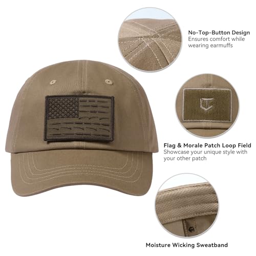 Image of Tactical Hat with Flag Patch Camo Military Army Hats Adjustable Trucker Baseball Cap Soft Top for Shooting