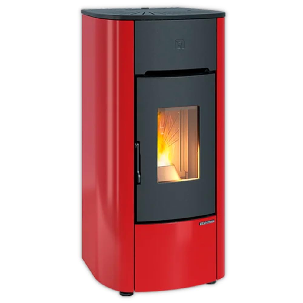 MARIELLA - Stufa a Pellet, 7 kW, Ventilata, colore Bordeaux