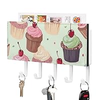 RTFGHJS Cupcake Key Holder for Wall with 5 Hooks Decorative Key Holder Wall Mount, Keys Hooks Coat Rack Wall Decor, Perfect for Bathroom, Living Room, Kitchen, Housewarming Gift
