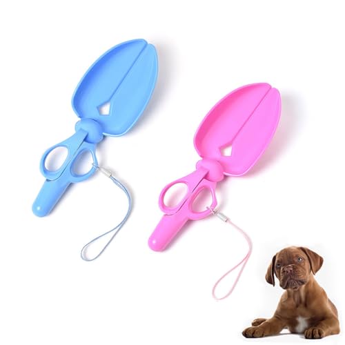 Image of 2 Pack Dog Pooper Scooper Mini Portable Pet Waste Poop Scissor Scoop Picker Shovel Cleaner for Doggie Doo Cat Litter Cleaning Tools Cleanup Outdoor Yard Garden Walks Trip