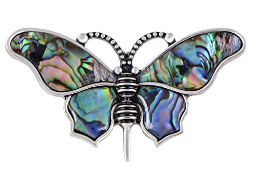 Image of Alilang Abalone Shell Butterfly Insect Brooch Lapel Pins Pendant Scarf Shawl Accessories Wedding Party
