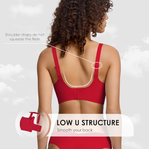 Image of Seamless Wireless Bra for Women with Support - No Underwire Full Coverage Push Up Comfort Bras - Back Fat Smoothing Bralette