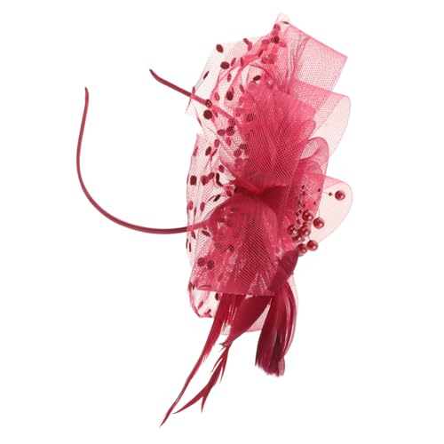 1 peça chapéu fascinador vermelho com flor malha para festas de casamento especiais acessório para mulheres