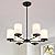 Black Chandelier, Modern 6-Light Dining Room Light Fixture Over Table with Frosted Glass Shades, Farmhouse Kitchen Chandelier Ceiling Lighting for Living Room, Bedroom, Entryway, Height Adjustable